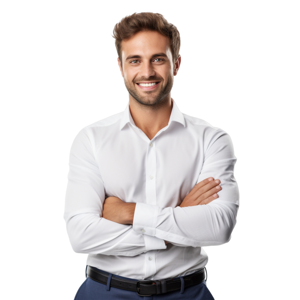 portrait-of-handsome-smiling-young-man-with-folded-arms-ai-generative-free-png